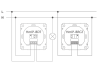 Aansluitschema als draadloze dimbare wisselschakeling, met een Homematic IP draadloze drukknop voor merk-wipvlak (HmIP-BRC2). Een druk op de knop op de HmIP-BDT of HmIP-BRC2 stuurt beiden de uitgang van de HmIP-BDT aan.