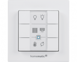 De systeemknop in het midden van de drukknop is een indicatie LED die aangeeft of een druk op de knop goed uitgevoerd werd door het ontvangende Homematic IP apparaat.