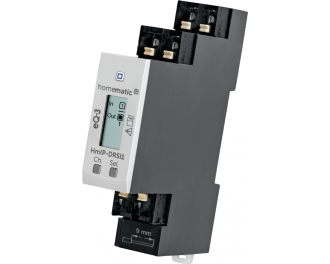 De Homematic IP 1 kanaals DIN-rail schakelactor kan tot maximaal 2300 Watt / 10 Ampere schakelen. Het display toont de actuele status van het relais.