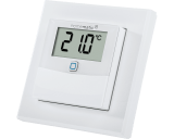 De Homematic IP temperatuursensor met display meet temperatuur en luchtvochtigheid en is geschikt voor opbouw montage aan de wand. De Homematic IP temperatuursensor met display meet temperatuur en luchtvochtigheid en is geschikt voor opbouw montage aan de wand.